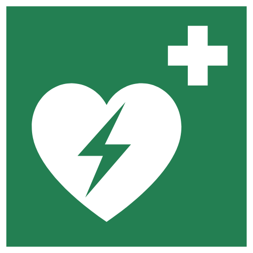 Rettungszeichen E010: Automatisierter Externer Defibrillator (AED)